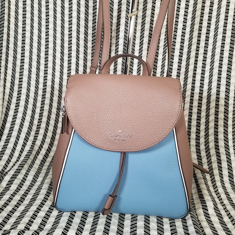 kate Spade Leila Medium Blue Backpack Colorblock - Picture 2 of 13